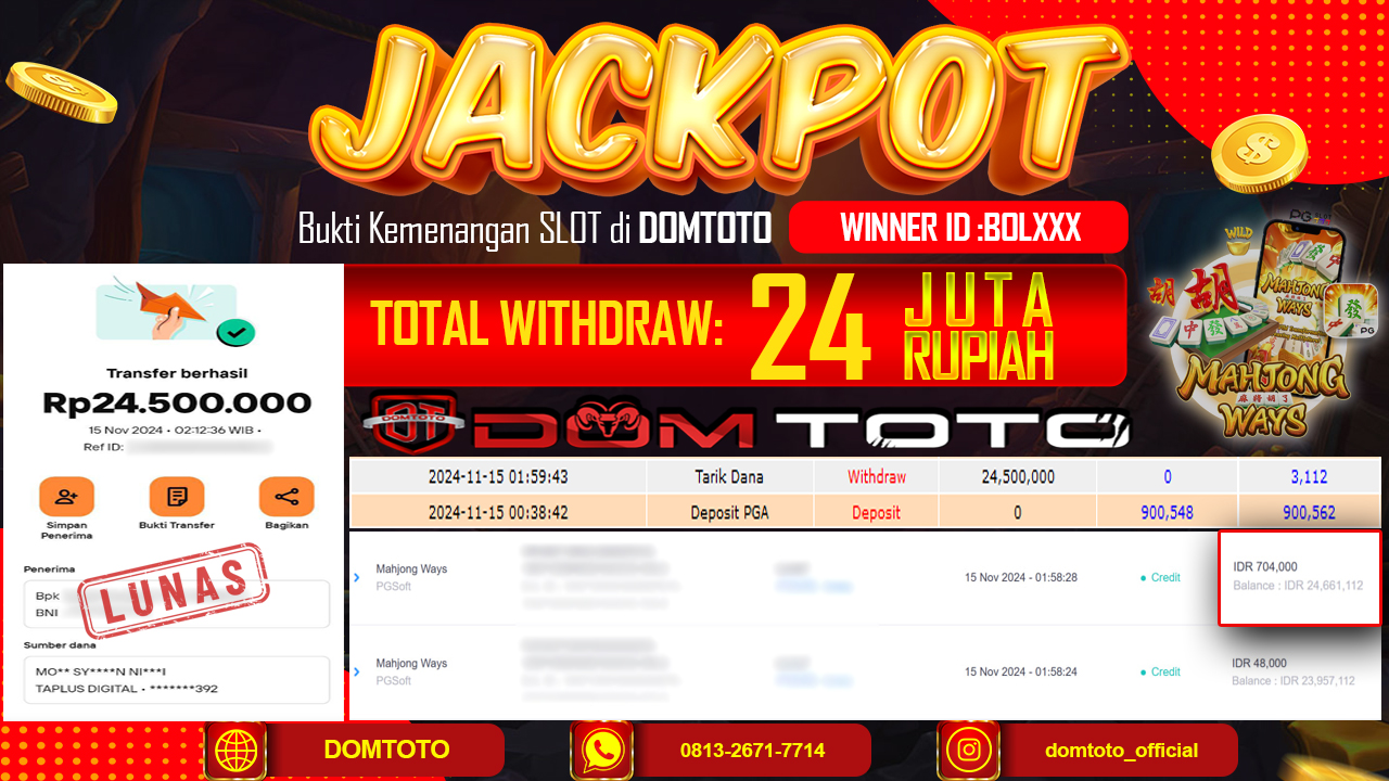 JACKPOT SLOT MAHJONG WAYS 15 NOVEMBER 2024